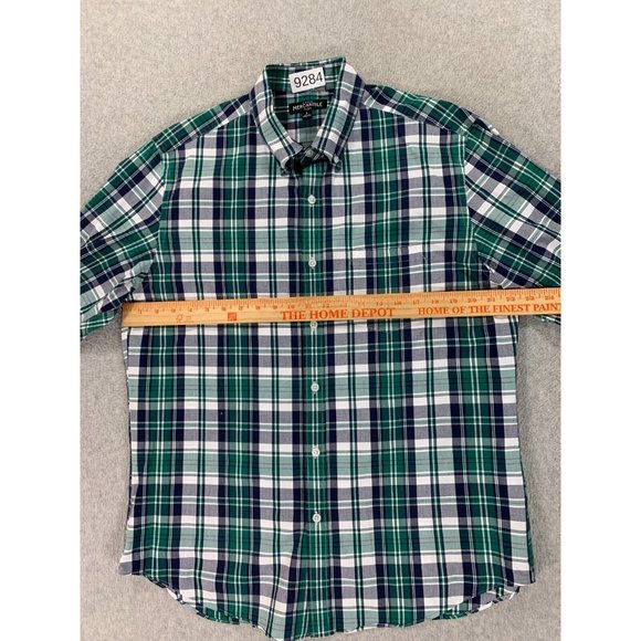 J Crew Mercantile Flex Cotton Blend‎ Plaid Button Down Shirt (Men's Large) Green - Picture 7 of 12